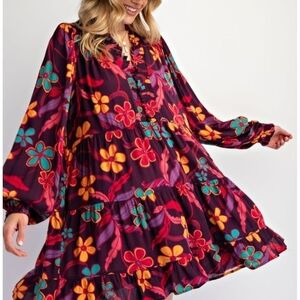 Floral Multicolor Women's Dress